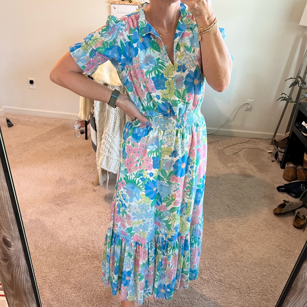 J. Crew Floral Smocked Waist Dress